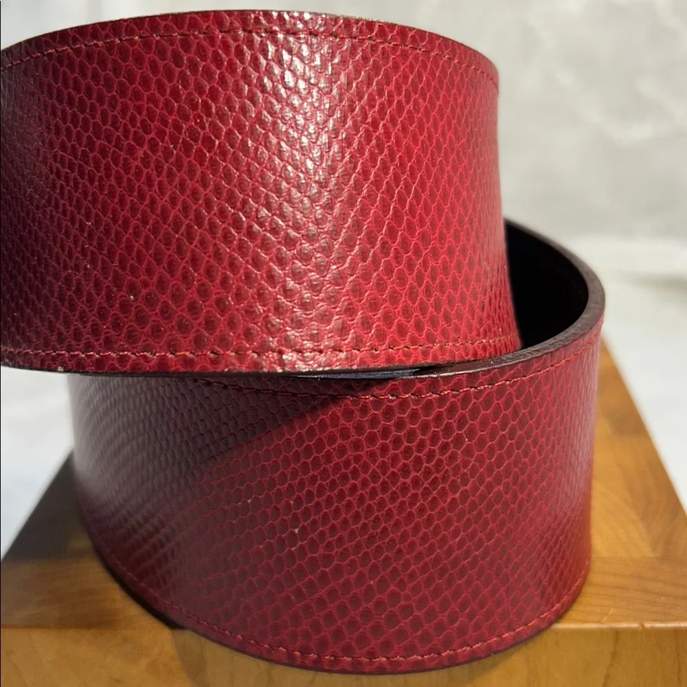 Cipriani lizard leather wide belt with spiral twist buckle